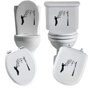Imagem de Adesivo musica 1 vaso sanitário privada caixa acoplada descarga azulej