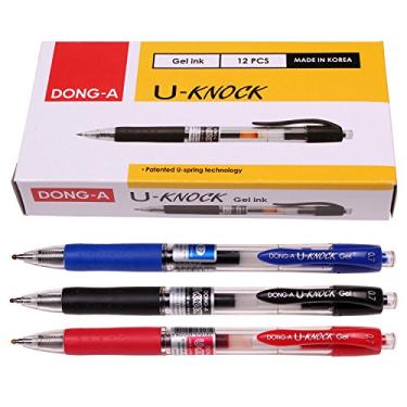 Imagem de Caneta esferográfica Dong-a-U-Knock com tinta de gel 0,7 mm com tecnologia de mola em U (caixa com 12) (3 cores × 4 = 12 canetas)