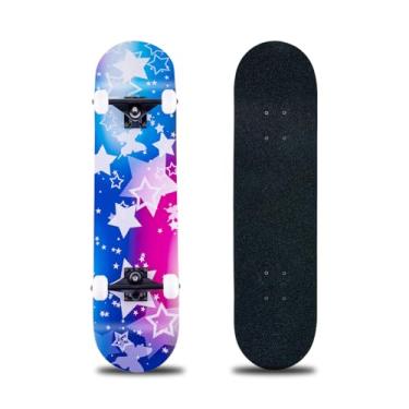 Imagem de Skate, skate completo de 78 x 20 cm, deck de madeira de bordo de 8 camadas, skate padrão para crianças, adolescentes, adultos, iniciantes (sonho)