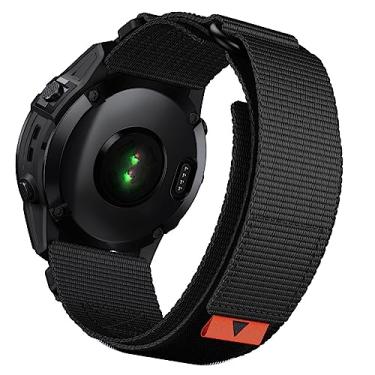Imagem de Abanen Pulseiras de relógio táticas de nylon para Fenix 7X / Fenix 6X / Fenix 5X / Enduro 2, ajuste rápido, 26 mm, ajustável, resistente, trama balística, alça de pulso para Garmin Tactix 7 Pro, Descent Mk2 (Preto)