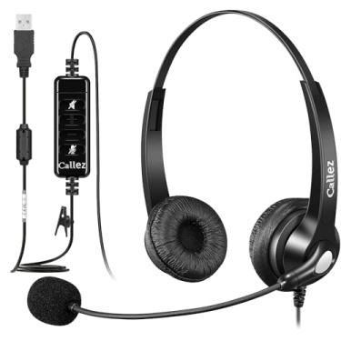 Imagem de Callez Fone de ouvido USB com microfone para PC, fone de ouvido USB ultra confortável com microfone com cancelamento de ruído para laptop, computador, Mac, negócios, Skype, webinar, escritório