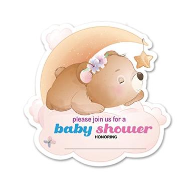 Imagem de Opomzk Convites de festa de chá de bebê urso com envelopes, conjunto de 20 convites em forma de urso aniversário revelar chá de bebê festa convites lembrancinhas, dupla face