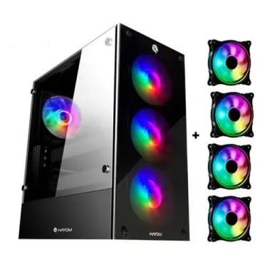 Imagem de Gabinete Gamer 1749 Lateral E Frontal Em Vidro C/ 4 Fans Rgb - Hayom
