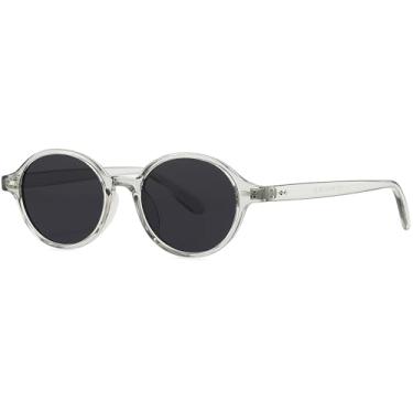 Imagem de AIEYEZO Óculos de sol redondos retrô para mulheres, óculos de sol com armação circular, vintage, moderno, redondo, óculos de sol, Cinza claro/cinza, MM