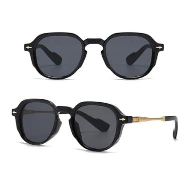 Imagem de VFDHN Óculos de sol de armação pequena retrô feminino redondo para homens uv400 metal (1)