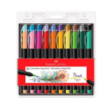 Imagem de Canetinha Faber Castell Super Soft Ponta Brush Pincel - 20 cores - Fab