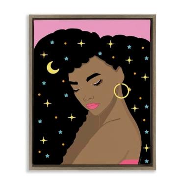 Imagem de Stupell Industries Design de parede em tela flutuante marrom com cabelo estrelado por Daniela Santiago, 25 x 31