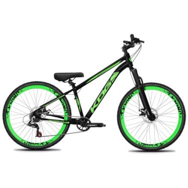 Imagem de Bicicleta Aro 26 KOG 1x7 Freeride – Bike para Grau, Freeride Urbano, Suspensão 80mm, Freios a Disco, 7 Velocidades, Preto, Adesivo Verde,Vmaxx Verde