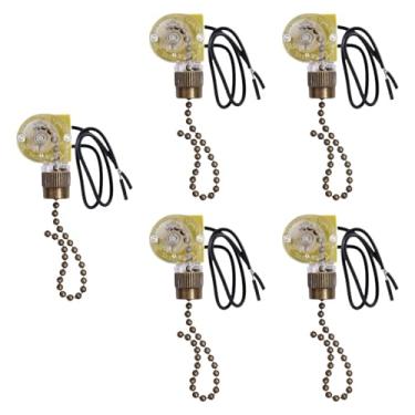 Imagem de WeiLaiKeQi 5 peças interruptor de puxar para ventilador, acessórios de controle de corrente para lâmpada, ventiladores de teto, substituição resistente, Bronze