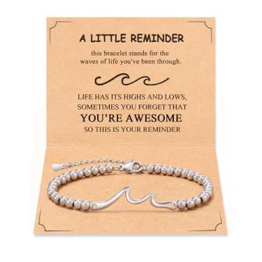 Imagem de Tarsus Pulseira de onda para mulheres e homens, Through The Waves of Life, presentes inspiradores para mulheres adolescentes, average, Sem Pedra Preciosa