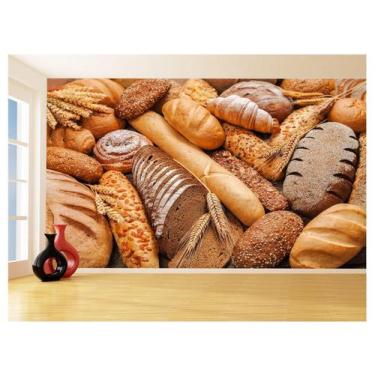 Imagem de Papel De Parede 3D Alimentos Pão Pães Padaria 3,5M Al247 - Você Decora