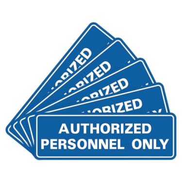 Imagem de Placa de parede ou porta padrão AUTORIZADA SOMENTE PESSOAL - Sinalização de conformidade - Controle de acesso seguro - fácil instalação - Azul - Pequeno (pacote com 5)
