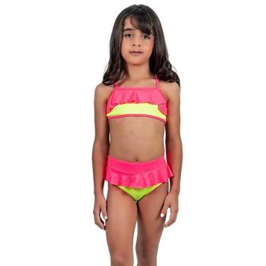 Imagem de Biquíni Infantil Com Babado Poliamida Proteção UV De Amarrar - HYPE MO