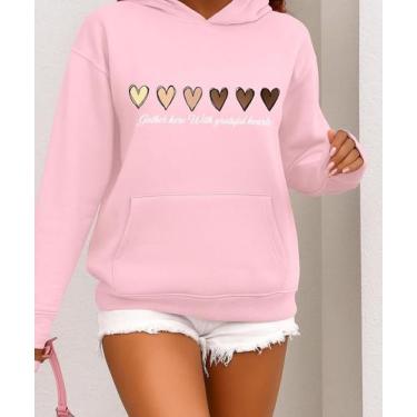 Imagem de Moletom Feminino Blusa de Frio Corações Lançamento Methodic, Rosa, P, 