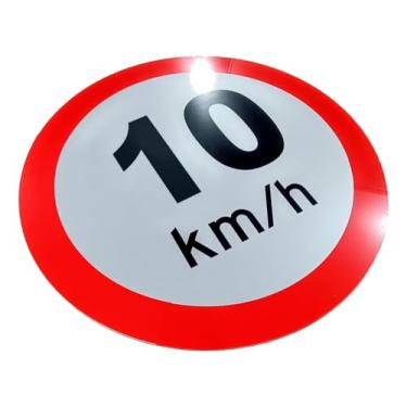 Imagem de Placa de Sinalização, Velocidade, Condomínio, 10km/h, Refletiva, 50cm, em ACM 3mm (alumínio composto)