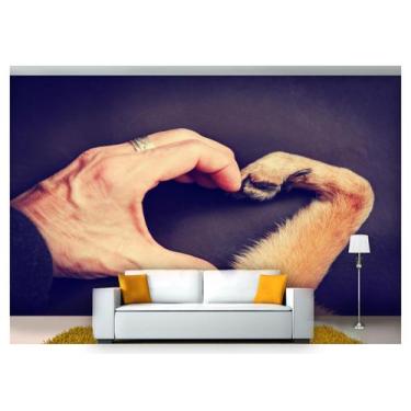 Imagem de Papel De Parede Animais Pata Mão Coração 3D Anm215 - Você Decora