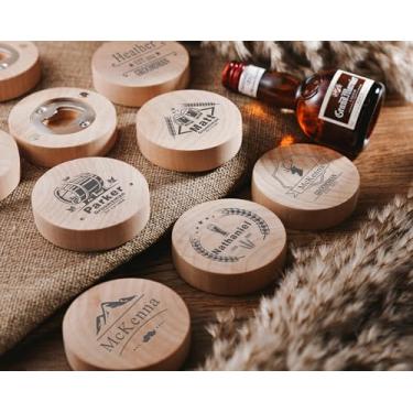 Imagem de Abridor de garrafas de madeira para cerveja, vinho, bebidas espirituosas, coquetéis, bar doméstico (KPQ)