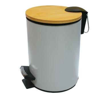Imagem de Lixeira 3L c/ Pedal e Tampa de Bambu N2443746 Branco -Quanhe