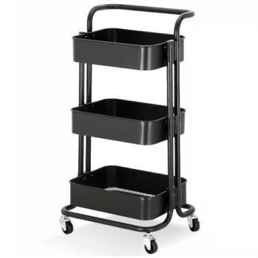 Imagem de Carrinho Organizador Multiuso 3 Prateleiras Fruteira Rodinha (Preto)