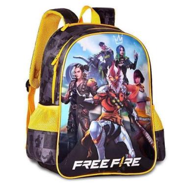 Imagem de Mochila de Costas Escolar Free Fire com Capuz Preto - Clio
