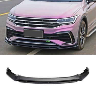 Imagem de Lábio do para-choque dianteiro do carro compatível com TlGUAN L R-Line 2022 divisor dianteiro difusor spoiler body kit acessórios para carro (preto fosco)