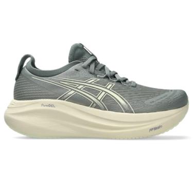 Imagem de ASICS Tênis de corrida feminino Gel-Nimbus 27, Azul monumento/verde sussurro, 40