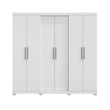 Imagem de Guarda Roupa Barcelos Casal 6 Portas e 4 Gavetas Sem Espelho Branco EdeCasaMoveis