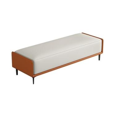 Imagem de LICONG-2019 Banqueta de extremidade para quarto banco de cabeceira banco longo banco de luxo entrada de alta qualidade sala de estar sofá banco longo (laranja + off-white)