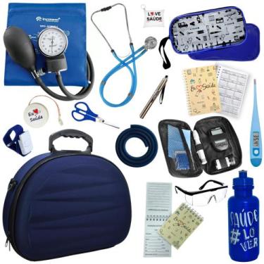 Imagem de Kit Enfermagem Maleta Estagio Medidor Glicose Completo Luxo - PA MED/ 