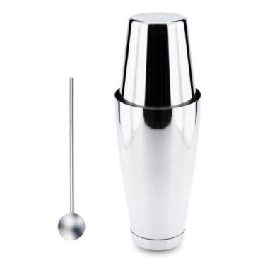 Imagem de Kit Coqueteleira Boston e Colher Canudo 20cm Aço inox Weck
