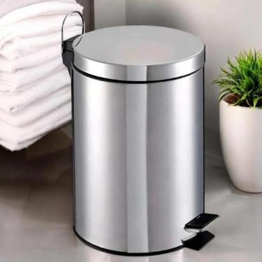 Imagem de Cesto de Lixo Lixeira Banheiro Grande Inox 12 Litros Pedal Cesto Balde