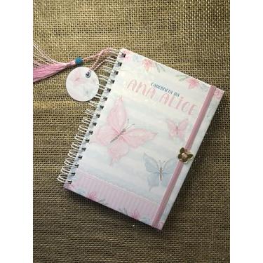 Imagem de Caderneta de Saúde Infantil Personalizada, Tema Borboletas (m4), Capa Holográfica, A5, com Chaveiro e Pingente