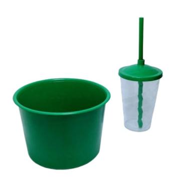 Imagem de Kit 30 Cinema Cristal Balde Pipoca 1,5L + Copo Twister 400ML - festas - aniversário - Lembrancinhas (VERDE BANDEIRA/CRISTAL)
