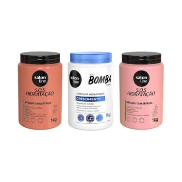 Imagem de Salon Line, Kit com 3 Máscaras de Hidratação, Somente a Máscara de Hidratação SOS Bomba Original Não é Vegana - Todos os Tipos de Cabelos, 1kg