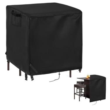Imagem de Guisong Capa Impermeável para Produtos Da Melhor Escolha Conjunto de Mesa de Vime para Exterior de 5 Peças, Capa Protetora para Mesa de Bar Ao Ar Livre e Conjunto de Bancos-Preto