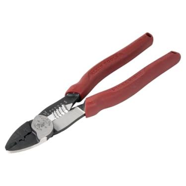 Imagem de Klein Tools Cortador de fio 2005N, decapador, ferramenta de crimpagem, tiras 10-18 AWG trançadas, crimpa terminais 10-22 AWG, com cortador de cisalhamento, vermelho