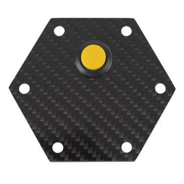 Imagem de Zhjvihx Campa de Tampa de Buzina do Volante do Volante de Fibra de Carbono de 6 Orifícios, Adiciona Ajuste Estético para 6 Parafusos de Rodas de Direção, a Tampa Central de Volante (Amarelo)