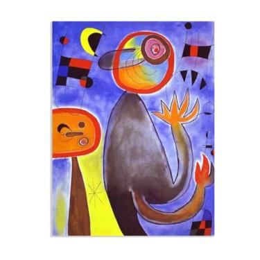 Imagem de Joan Miro Pôster Surrealismo Escadas Cruzam o Céu Azul Impressão em Tela Reproduções de Arte de Parede de Pinturas Famosas Sala de Estar Quarto Escritório Decoração de Parede 110x80cm (109.2x78.7 cm