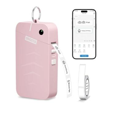 Imagem de ORGSTA Máquina de etiquetar S001 com fita, máquina de etiquetas Bluetooth portátil para organização de casa e escritório, impressora térmica de etiquetas com vários modelos, rosa