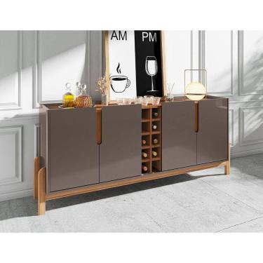 Imagem de Balcão Buffet Lizz Com 4 Portas E Adega 1,90 Cinza Pérola/cedro