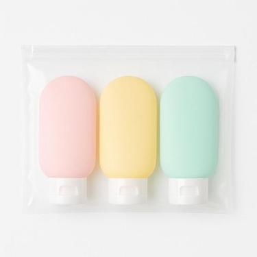 Imagem de Kit 3 Frascos para Viagem Limpeza Higiene Porta Shampoo Condicionador 