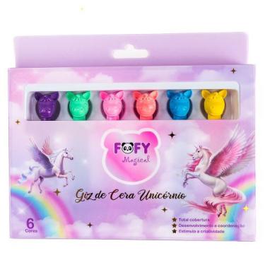 Imagem de Giz de Cera Unicórnio FOFY 6 Cores  Atóxico Infantil