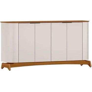 Imagem de Buffet Serena com 4 Portas e Pés de Madeira Maciça New Ceval Cor Ipê Off White
