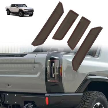 Imagem de Para acessórios de captador Hummer EV capa de luz traseira de carro capa de luz traseira moldura de proteção de sombra para Hummer EV SUT caminhão 2023 2024 2025+ moldura de concha de luz traseira