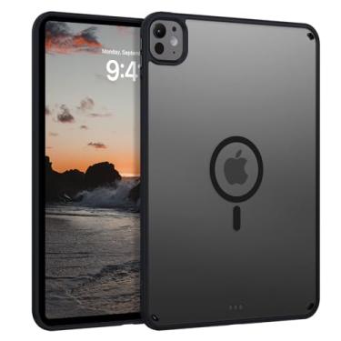 Imagem de Telaso Capa magnética para iPad Pro de 11 polegadas 2024 (M4), suporta lápis, capa protetora de TPU macio translúcido fosco de grau militar à prova de choque para iPad Pro de 11 polegadas (M4) 2024