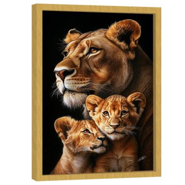 Imagem de Quadro Decorativo Leoa e Dois Filhotes