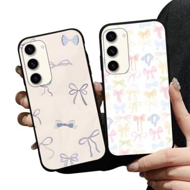 Imagem de Zrutru Pacote com 2 capas de telefone preppy para Samsung Galaxy S23 5G capa elegante de arco macio com proteção preta protetora para câmera de silicone à prova de choque Funda para Samsung S23 de 6,1