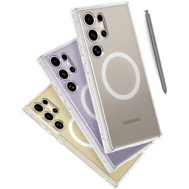 Imagem de JIC AirGuard Magnetic Series - Capa para Samsung Galaxy S24 Ultra - [Ímãs embutidos para Magsafe] [Forte e seguro] - Capa protetora para celular - Frost Clear (2024)