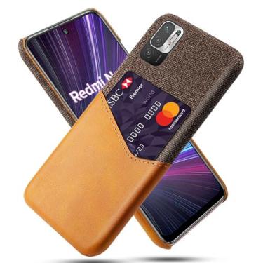 Imagem de Capa para Xiaomi Redmi Note 10T 5G,Tela e tampa de couro PU,Antideslizante,360°cobertura completa à prova de choque com 1 slot de cartão atrás,Prevenção de queda-Brown