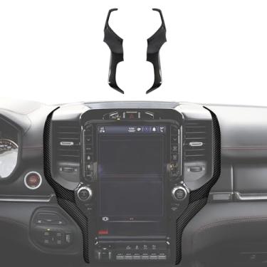Imagem de CheroCar Painel lateral de painel lateral de navegação GPS para console central compatível com Dodge RAM 1500 2500 3500 2019 2021 2022 2023, acessórios externos de fibra de carbono